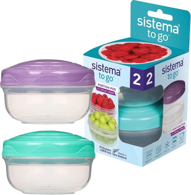 Sistema TO GO PortionPod Snack Containers, BPA-Free, Assorted Colors, 2 x 210 ml