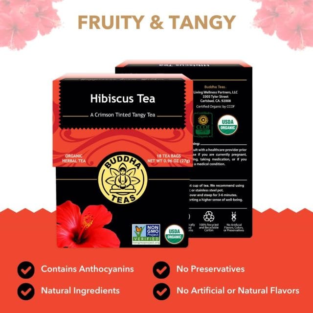 Buddha Teas Hibiscus Organic Herbal Tea – 18 Tea Bags, Fruity & Tart Antioxidant-Rich Tea - Image 4