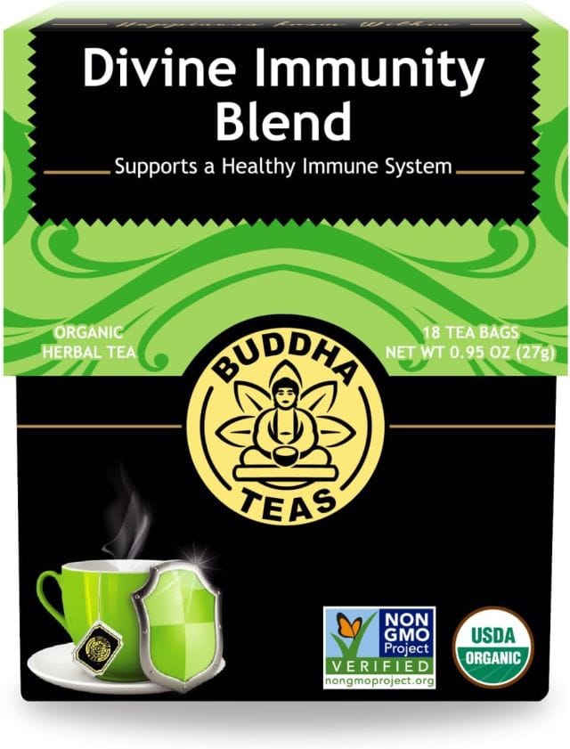 Buddha Teas Organic Divine Immunity Blend Tea – 18 Teabags, Herbal Immunity Support with Elderberry & Rose Hips